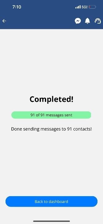 Completed messaging screen